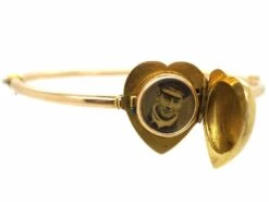 Edwardian 15ct Gold Heart Shape Locket On Bangle 9 Edwardian 15ct Gold Heart Shape Locket On Bangle -Antique Jewellery Company a09afa2a dsc05655