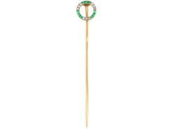 French 18ct Gold Art Deco Emerald & Diamond Circle Tie Pin -Antique Jewellery Company a1f7800b dsc02448