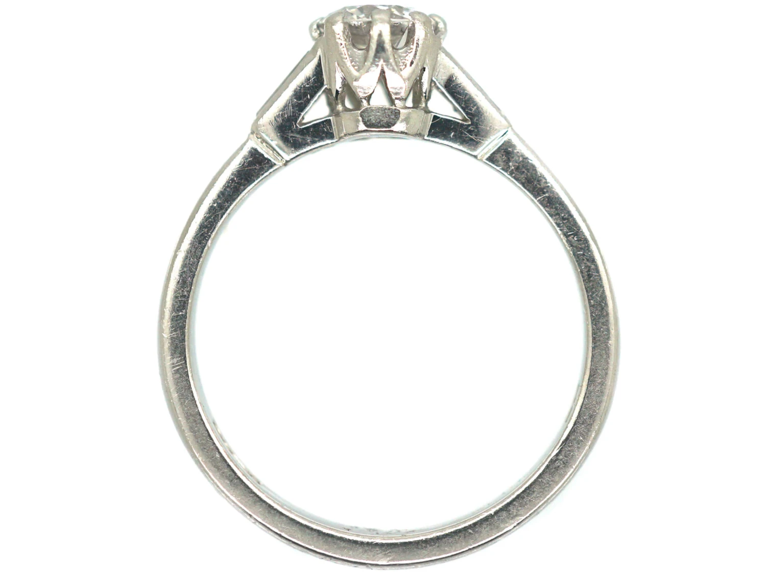 Millenium Platinum & Diamond Solitaire Ring With Diamond Baguette Shoulders 6 Millenium Platinum & Diamond Solitaire Ring With Diamond Baguette Shoulders - Image 4