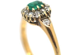 Edwardian 18ct Emerald & Diamond Cluster Ring With Diamond Set Shoulders 12 Edwardian 18ct Emerald & Diamond Cluster Ring With Diamond Set Shoulders -Antique Jewellery Company a2f79a35 dsc07712 scaled 1