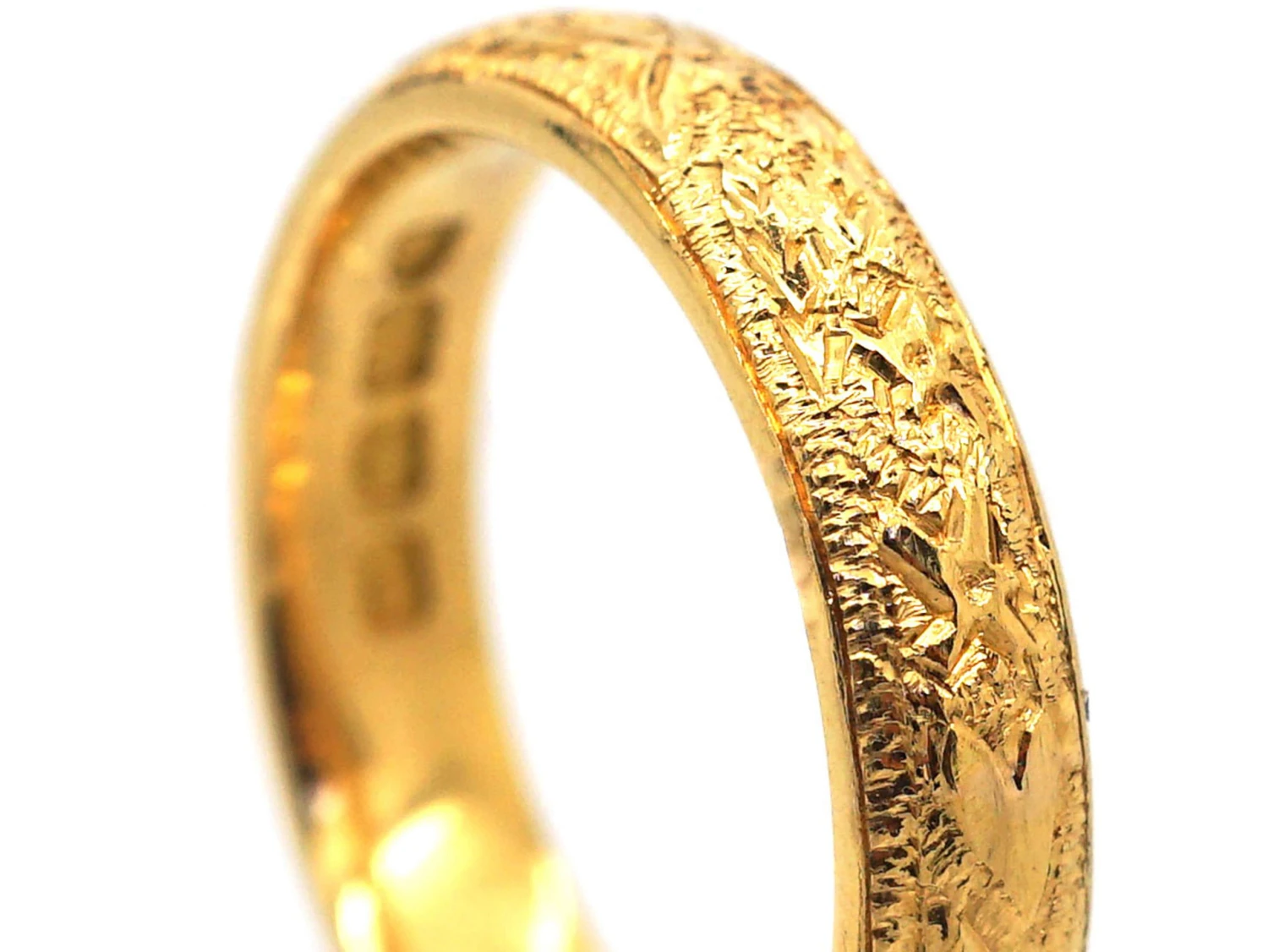 Edwardian 22ct Gold Wedding Band With Hearts & Star Motif 7 Edwardian 22ct Gold Wedding Band With Hearts & Star Motif - Image 5