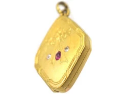 Edwardian 14ct Gold Locket Set With A Ruby & Two Natural Split Pearls 8 Edwardian 14ct Gold Locket Set With A Ruby & Two Natural Split Pearls -Antique Jewellery Company a42e387c dsc07470 scaled 1