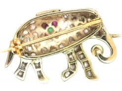 Edwardian Elephant Brooch Set With Diamonds, Rubies, An Emerald & A Natural Pearl -Antique Jewellery Company a4a8343f dsc09840 scaled 1