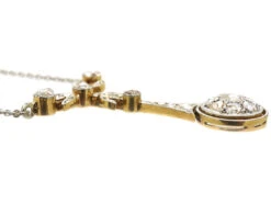 Edwardian 15ct Gold & Platinum Rose Diamond Pendant On Chain -Antique Jewellery Company a62b195c dsc00234
