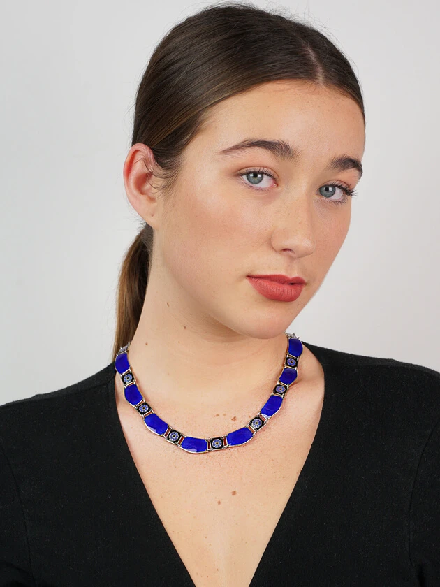 David Andersen Silver & Blue Enamel Necklace 4 David Andersen Silver & Blue Enamel Necklace - Image 2