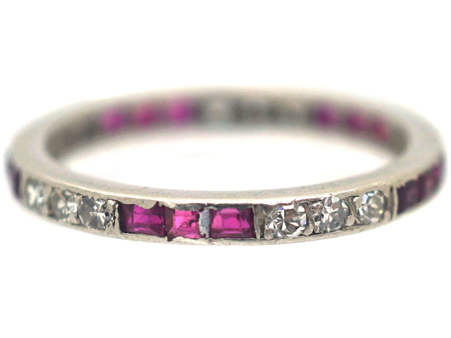 Art Deco Platinum Ruby & Diamond Narrow Eternity Ring 6 Art Deco Platinum Ruby & Diamond Narrow Eternity Ring - Image 4
