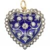 Edwardian 18ct White & Yellow Gold Royal Blue Enamel & Diamond Heart Shaped Pendant 2 Edwardian 18ct White & Yellow Gold Royal Blue Enamel & Diamond Heart Shaped Pendant -Antique Jewellery Company a8337630 dsc05120 scaled 1
