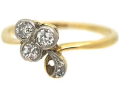 Edwardian 18ct Gold & Platinum Three Leaf Clover Ring Set With Diamonds -Antique Jewellery Company a876bbc8 dsc03059 scaled 1
