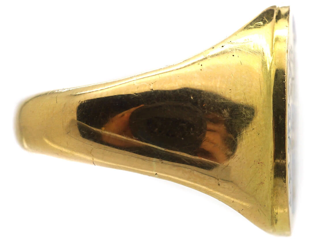 Large 18ct Gold & Enamel Signet Ring With Crest 7 Large 18ct Gold & Enamel Signet Ring With Crest - Image 5