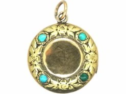 Georgian 15ct Two Colour Gold Round Locket Set With Turquoise 9 Georgian 15ct Two Colour Gold Round Locket Set With Turquoise -Antique Jewellery Company a928cddb dsc04554 scaled 1