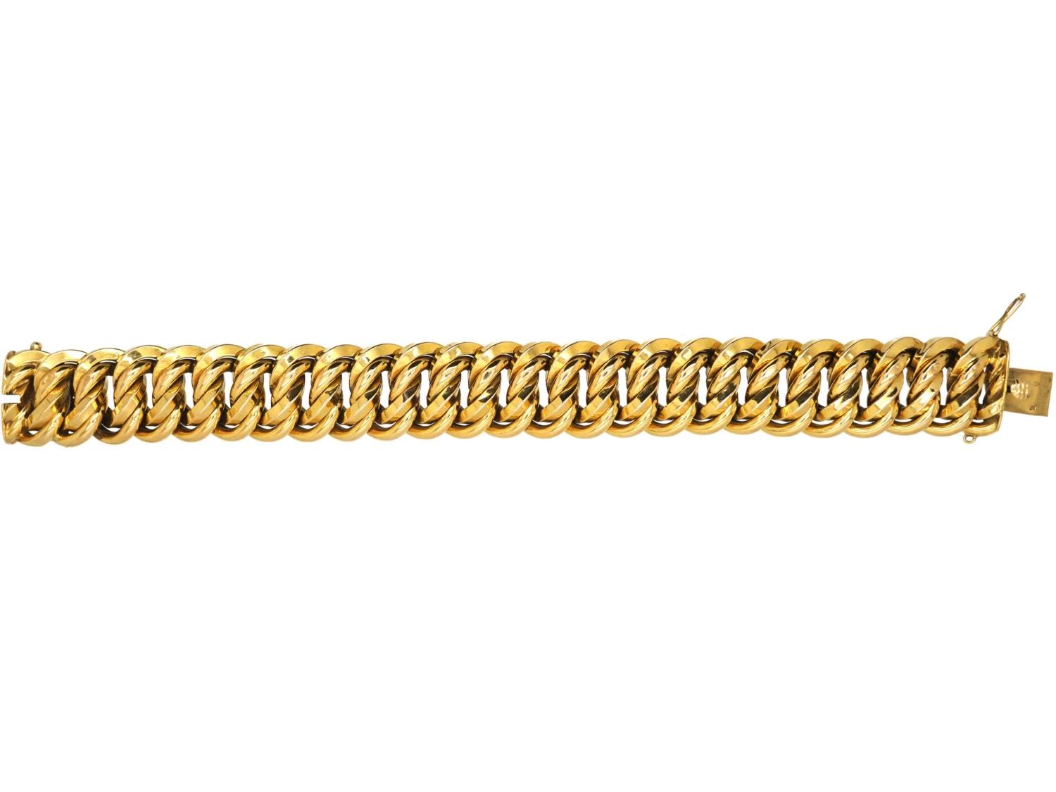 French 18ct Gold, Wide Double Curb Link Bracelet 4 French 18ct Gold, Wide Double Curb Link Bracelet - Image 2
