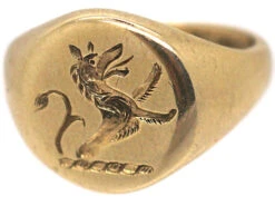Retro 9ct Gold Signet Ring Engraved Witha Rampant Wolf -Antique Jewellery Company aa29a4ad dsc08262 scaled 1