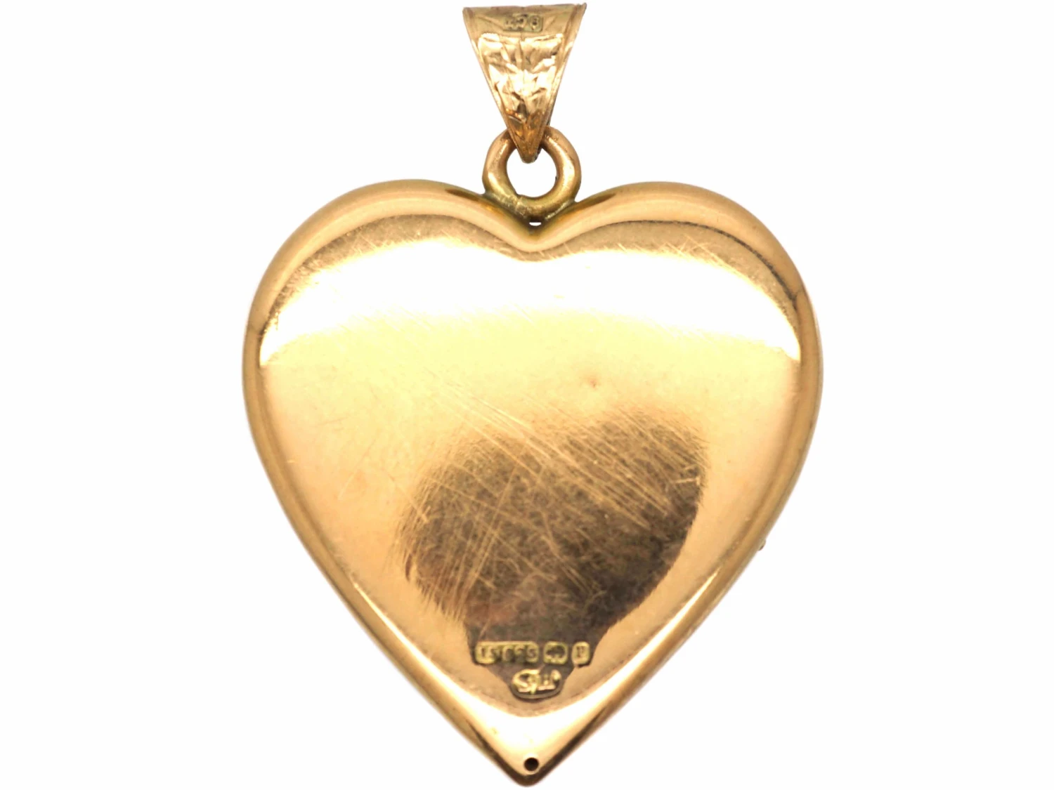 Edwardian Large 15ct Gold Heart Shaped Pendant Set With A Sapphire 5 Edwardian Large 15ct Gold Heart Shaped Pendant Set With A Sapphire - Image 3