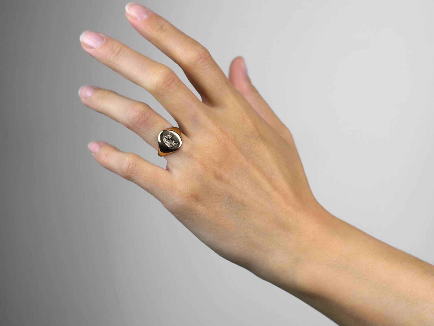 9ct Gold Signet Ring With Intaglio Of A Spaniel 4 9ct Gold Signet Ring With Intaglio Of A Spaniel - Image 2