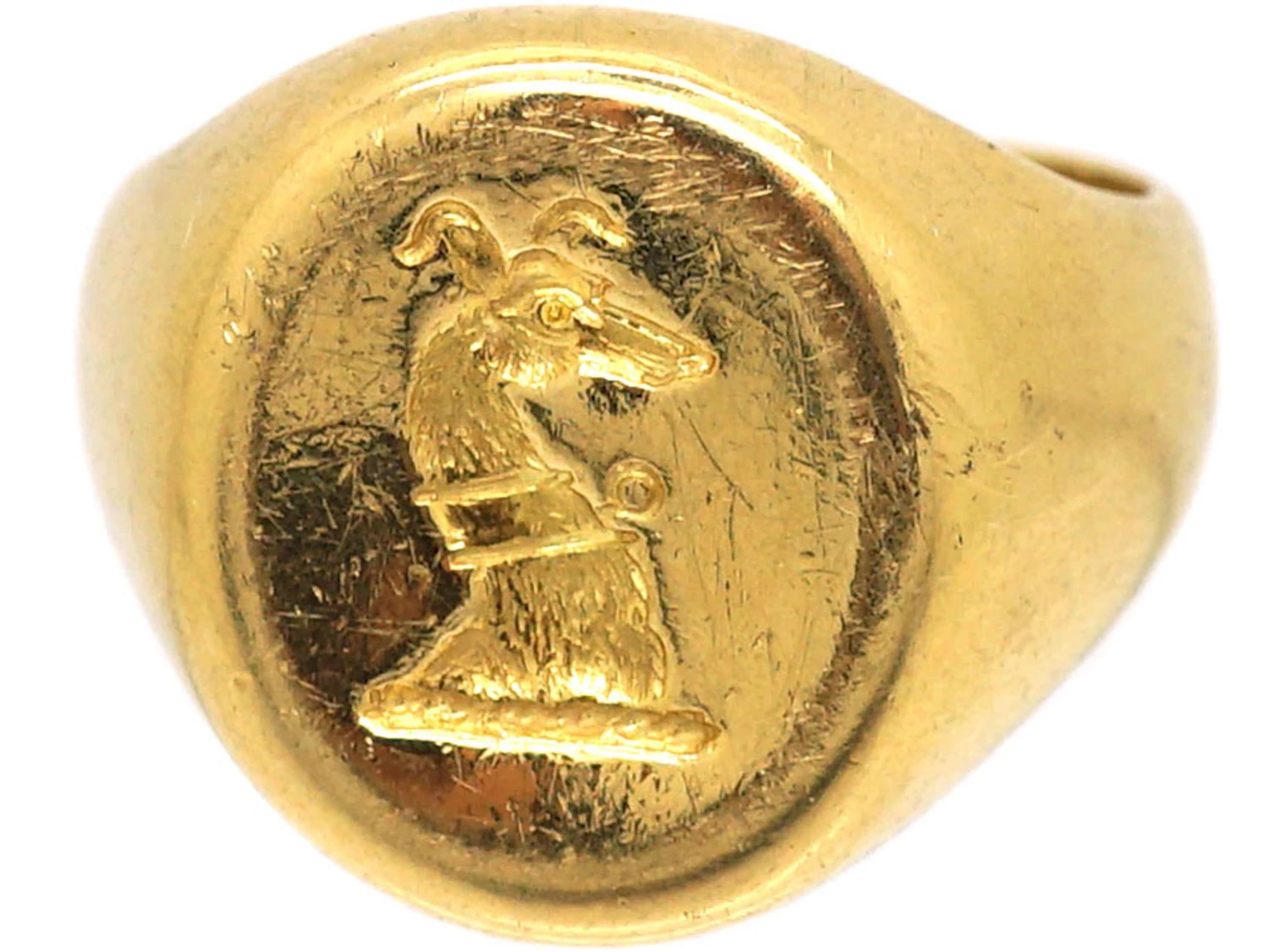 18ct Gold Signet Ring With Engraved Dog By Charles Green & Sons 9 18ct Gold Signet Ring With Engraved Dog By Charles Green & Sons - Image 7