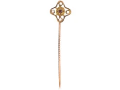 Edwardian 15ct Gold Tie Pin Set With A Garnet & Four Natural Pearls 7 Edwardian 15ct Gold Tie Pin Set With A Garnet & Four Natural Pearls -Antique Jewellery Company acd0c4b2 dsc07702 scaled 1