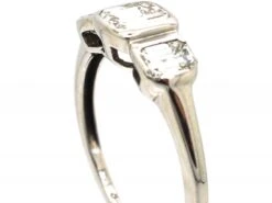 18ct White Gold, Three Stone Baguette Diamond Ring -Antique Jewellery Company acd50ca5 dsc03045 scaled 1