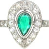 Art Deco Platinum Emerald & Diamond Pear Shaped Ring -Antique Jewellery Company adb61a27 dsc08196 scaled 1