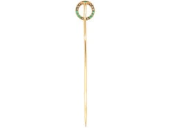 French 18ct Gold Art Deco Emerald & Diamond Circle Tie Pin -Antique Jewellery Company af4b574b dsc02452