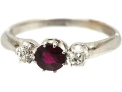 Early 20th Century 18ct White Gold, Ruby & Diamond Three Stone Ring 13 Early 20th Century 18ct White Gold, Ruby & Diamond Three Stone Ring -Antique Jewellery Company aff7075a dsc08691 scaled 1