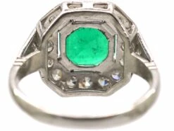 Art Deco 18ct White Gold, Columbian Emerald & Diamond Ring 13 Art Deco 18ct White Gold, Columbian Emerald & Diamond Ring -Antique Jewellery Company b027cba1 dsc05954 scaled 1