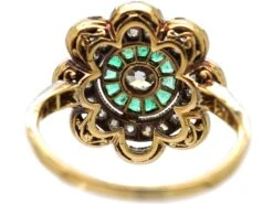 Art Deco 18ct Gold And Platinum, Emerald And Diamond Target Ring With Scalloped Surround -Antique Jewellery Company b0d2c9bd dsc02030 scaled 1