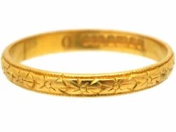 22ct Gold Wedding Ring With Flower Motif 11 22ct Gold Wedding Ring With Flower Motif -Antique Jewellery Company b137cd75 dsc03275 scaled 1