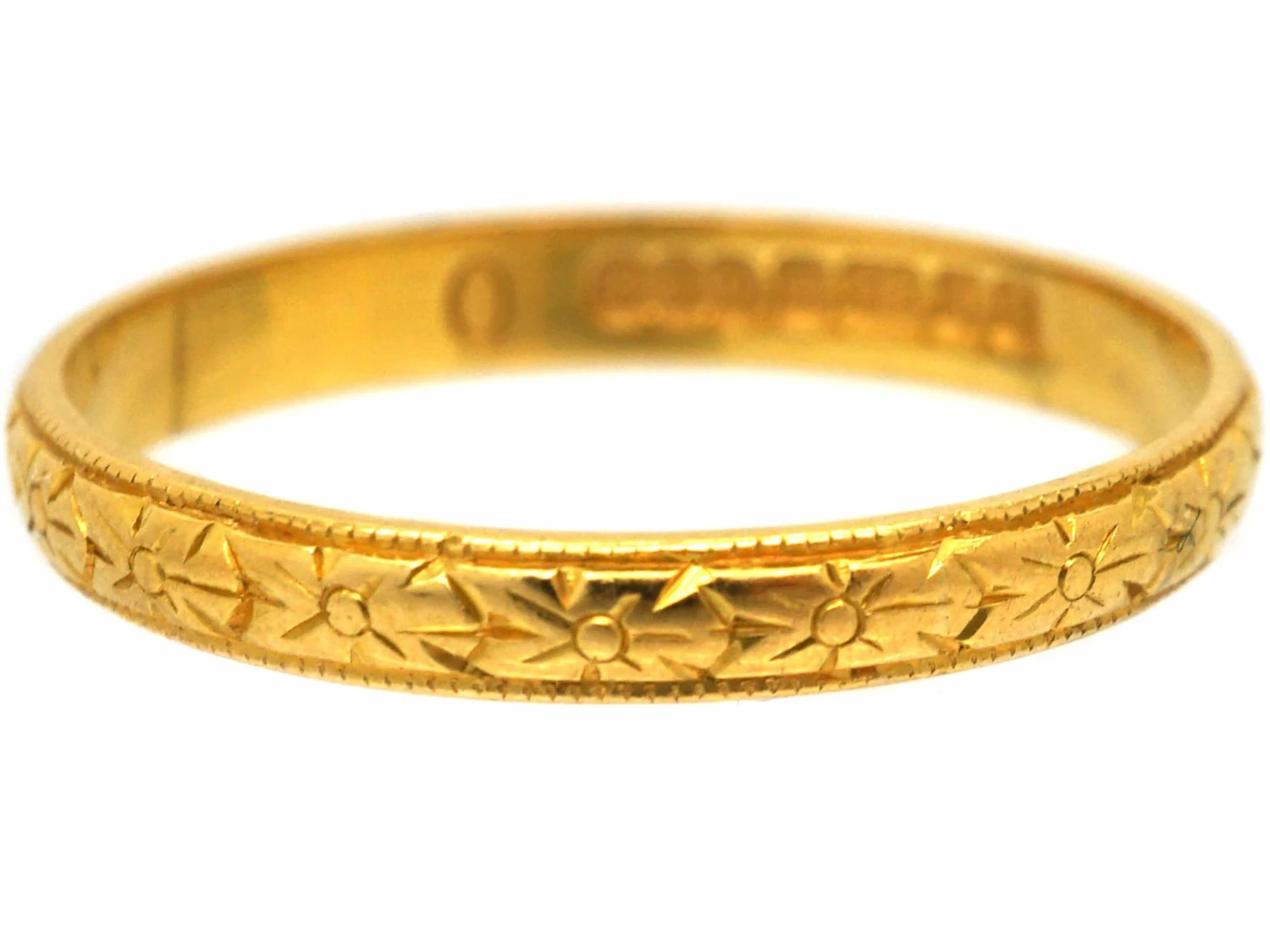 22ct Gold Wedding Ring With Flower Motif 7 22ct Gold Wedding Ring With Flower Motif - Image 5