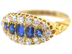 Edwardian 18ct Gold Boat Shaped Sapphire Diamond Ring 15 Edwardian 18ct Gold Boat Shaped Sapphire Diamond Ring -Antique Jewellery Company b286a915 dsc09997 scaled 1