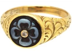Early Victorian 18ct Gold Mourning Ring With Banded Sardonyx Of A Flower -Antique Jewellery Company b2a6cf9b dsc00240 scaled 1