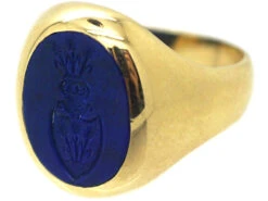 Gold Signet Ring With Lapis Lazuli Intaglio Of A Crest -Antique Jewellery Company b30f5ee2 dsc07897 scaled 1