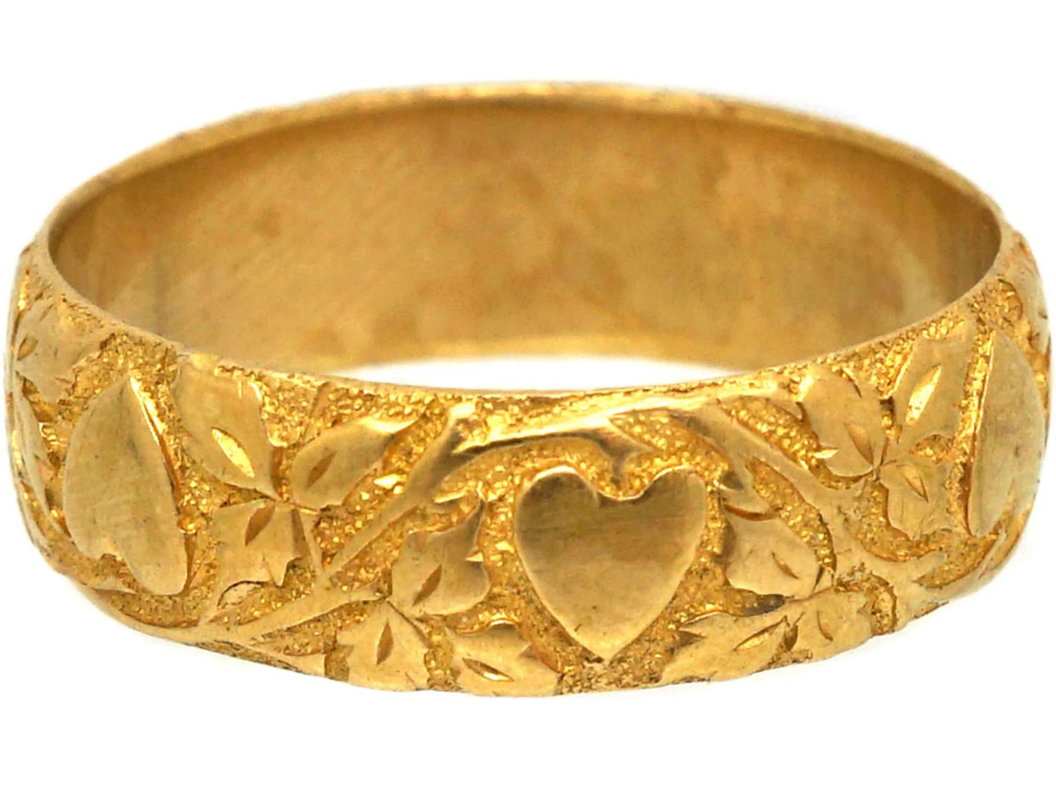 Victorian 18ct Gold Wedding Ring With Hearts Motif 8 Victorian 18ct Gold Wedding Ring With Hearts Motif - Image 6