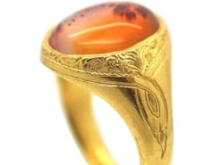 Victorian 18ct Gold & Orange Moss Agate Signet Ring -Antique Jewellery Company b6d8a749 dsc04488 scaled 1