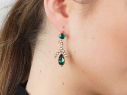 Georgian Green Paste & Pearl Gold Drop Earrings 11 Georgian Green Paste & Pearl Gold Drop Earrings -Antique Jewellery Company b78acffd 12b