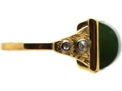 18ct Gold, Domed Nephrite & Diamond Ring 13 18ct Gold, Domed Nephrite & Diamond Ring -Antique Jewellery Company b835581b dsc08125 scaled 1