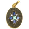 Edwardian 18ct Gold Oval Pendant Set With An Emerald, Rose Diamonds & Sapphires -Antique Jewellery Company b973057e dsc06392