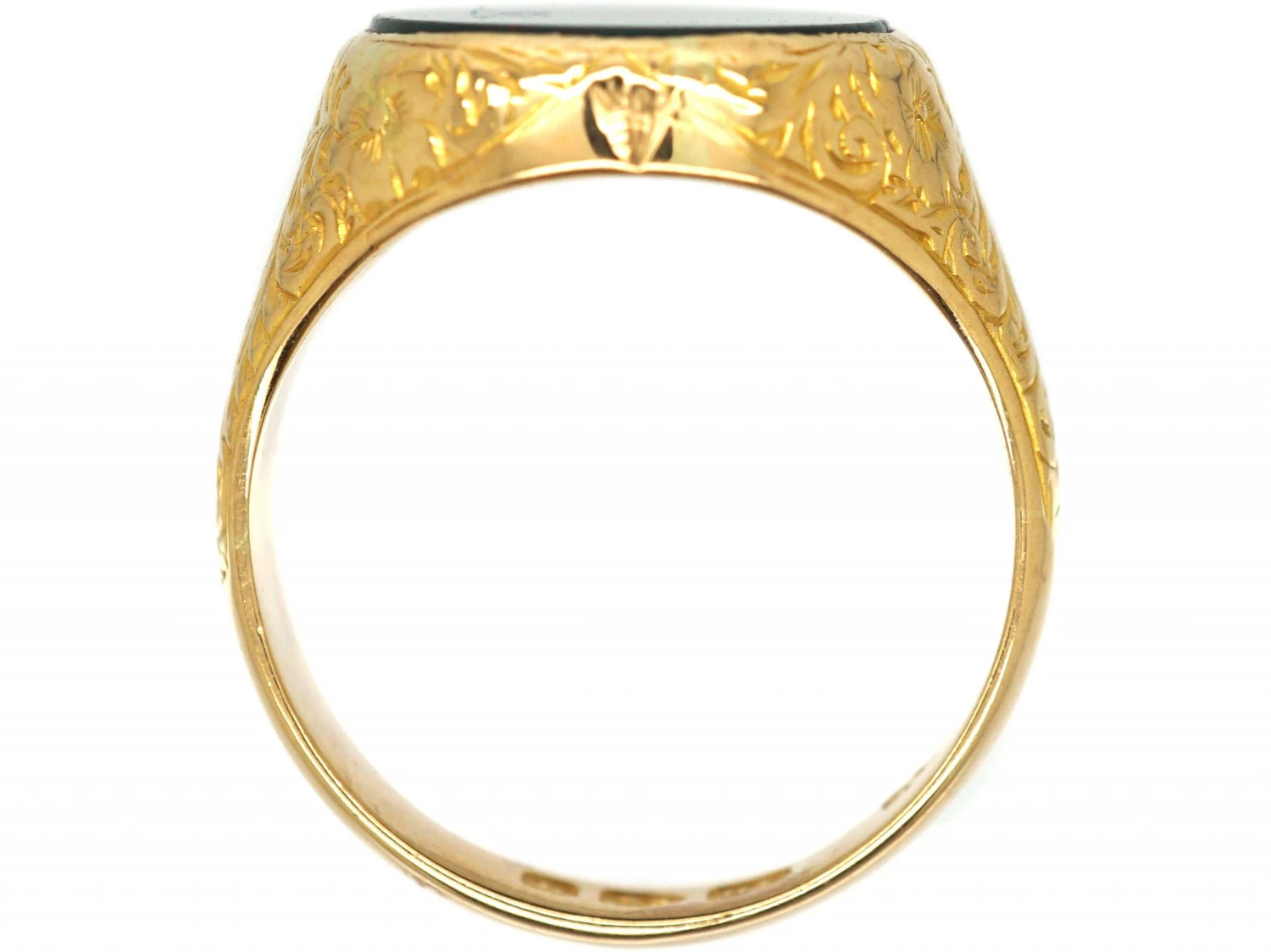 Victorian 18ct Engraved Gold Signet Ring Set With A Plain Bloodstone 5 Victorian 18ct Engraved Gold Signet Ring Set With A Plain Bloodstone - Image 3