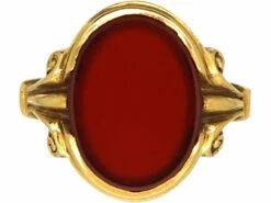 18ct Gold Signet Ring Set With A Carnelian