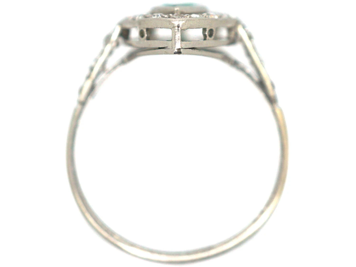 Art Deco Platinum Emerald & Diamond Pear Shaped Ring 6 Art Deco Platinum Emerald & Diamond Pear Shaped Ring - Image 4