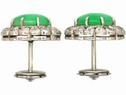 Art Deco 18ct White Gold, Jade & Diamond Cluster Earrings In Original Case 9 Art Deco 18ct White Gold, Jade & Diamond Cluster Earrings In Original Case -Antique Jewellery Company beb4faca dsc05756 scaled 1
