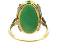 Art Deco 18ct Gold & Platinum Jade Ring With Diamond Set Shoulders -Antique Jewellery Company c1652413 dsc05258 scaled 1