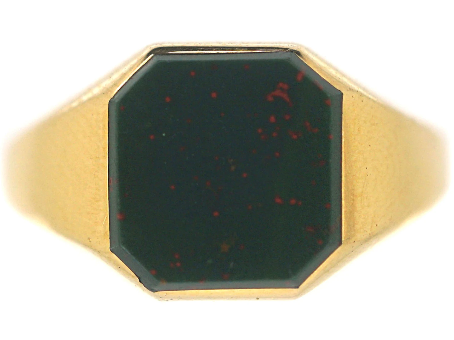Art Deco 18ct Gold & Bloodstone Signet Ring 3 Art Deco 18ct Gold & Bloodstone Signet Ring