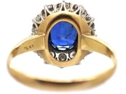 1930s 18ct Gold, Sapphire & Diamond Oval Cluster Ring -Antique Jewellery Company c2f8a4b5 dsc09913 scaled 1