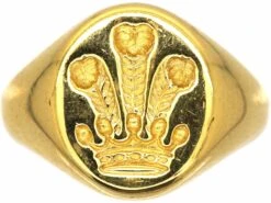 18ct Gold Signet Ring With Intaglio Of Prince Of Wales Feathers By Theo Fennell