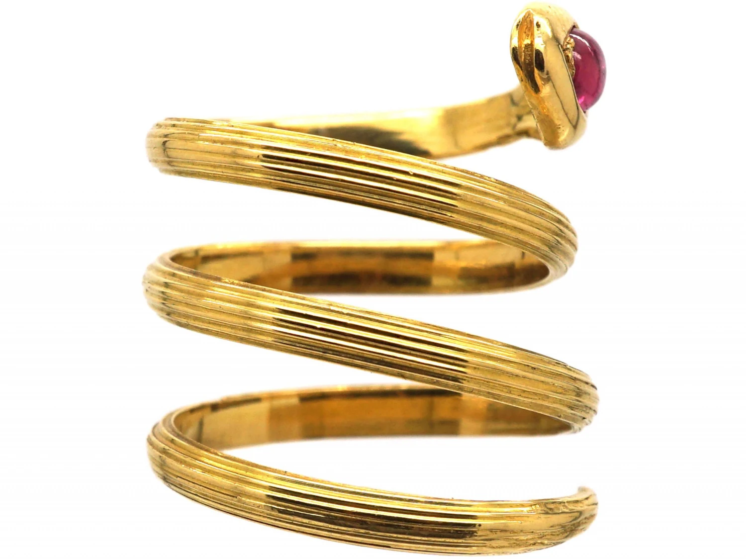 Belle Epoque 18ct Gold Wide Coily Snake Ring Set With A Ruby 6 Belle Epoque 18ct Gold Wide Coily Snake Ring Set With A Ruby - Image 4