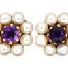 9ct Gold, Pearl & Amethyst Cluster Earrings 1 9ct Gold, Pearl & Amethyst Cluster Earrings -Antique Jewellery Company c5758c8e dsc07953 scaled 1