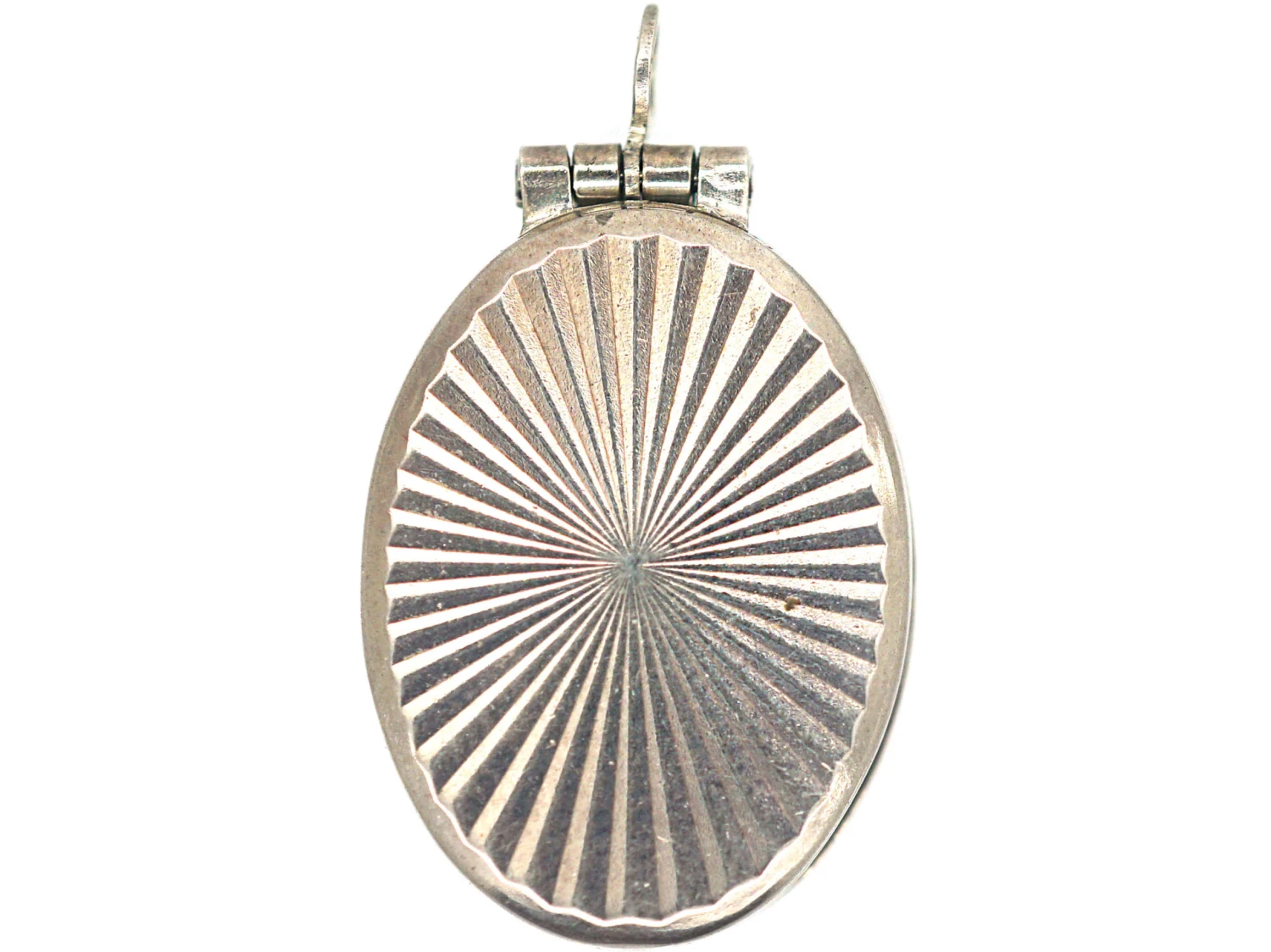 Small Silver Oval Locket With Sunburst Design 3 Small Silver Oval Locket With Sunburst Design