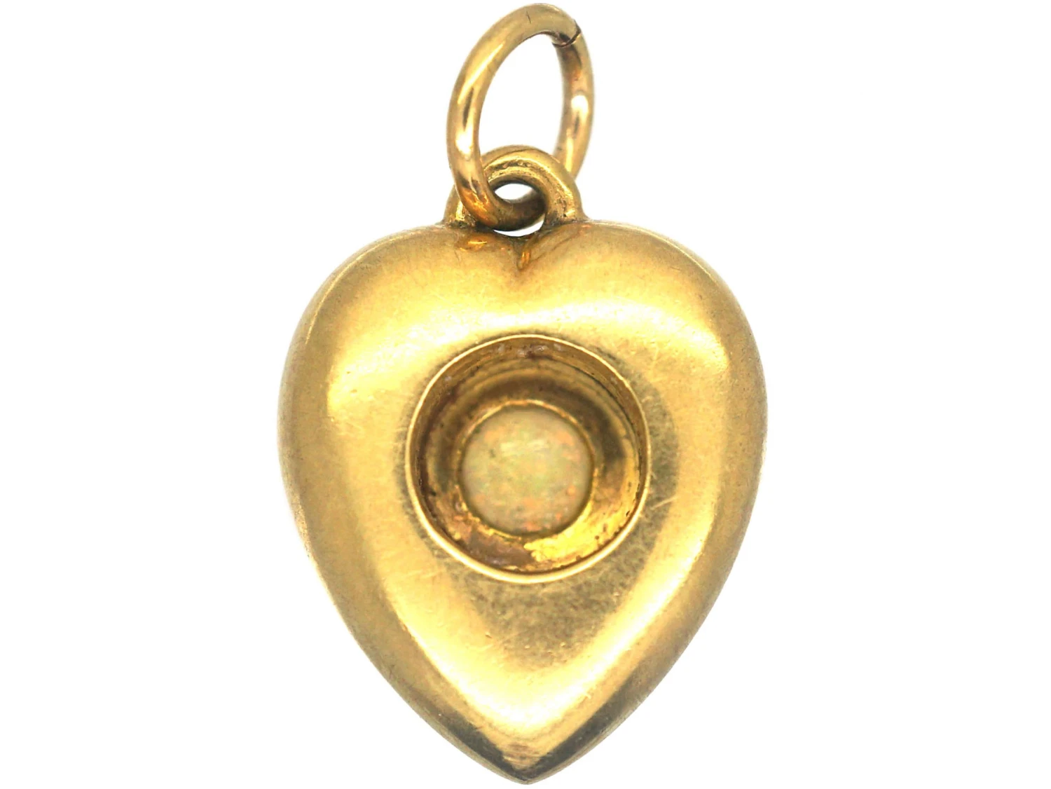 Edwardian 15ct Gold Heart Pendant Set With An Opal 4 Edwardian 15ct Gold Heart Pendant Set With An Opal - Image 2