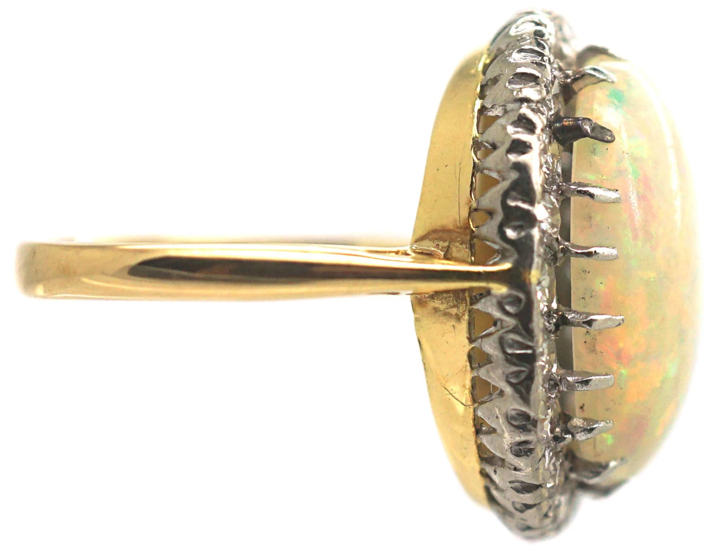 Large Opal & Diamond 18ct Gold Oval Ring 7 Large Opal & Diamond 18ct Gold Oval Ring - Image 5