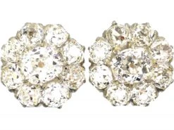French Belle Epoque Diamond Cluster Earrings